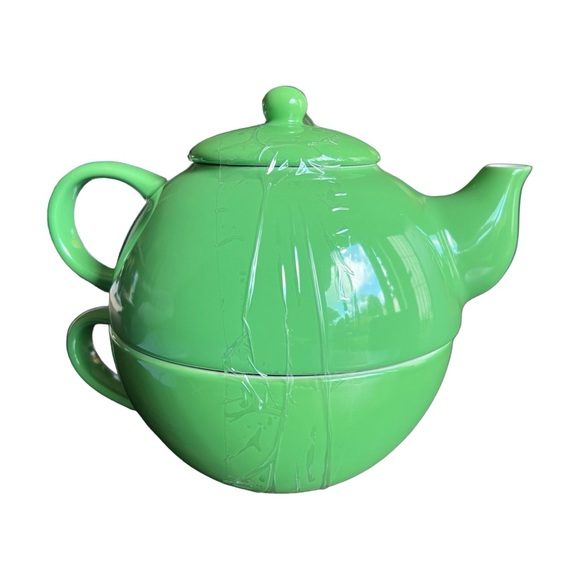M&M's All In One Teapot w/ Mug & Lid Green Ceramic World Gifts Stackable - Picture 14 of 14